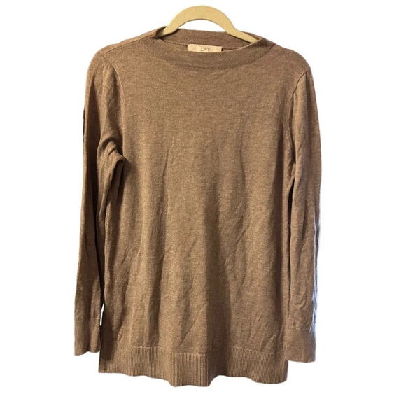 LOFT TAN MOCK NECK SWEATER - Picture 1 of 4